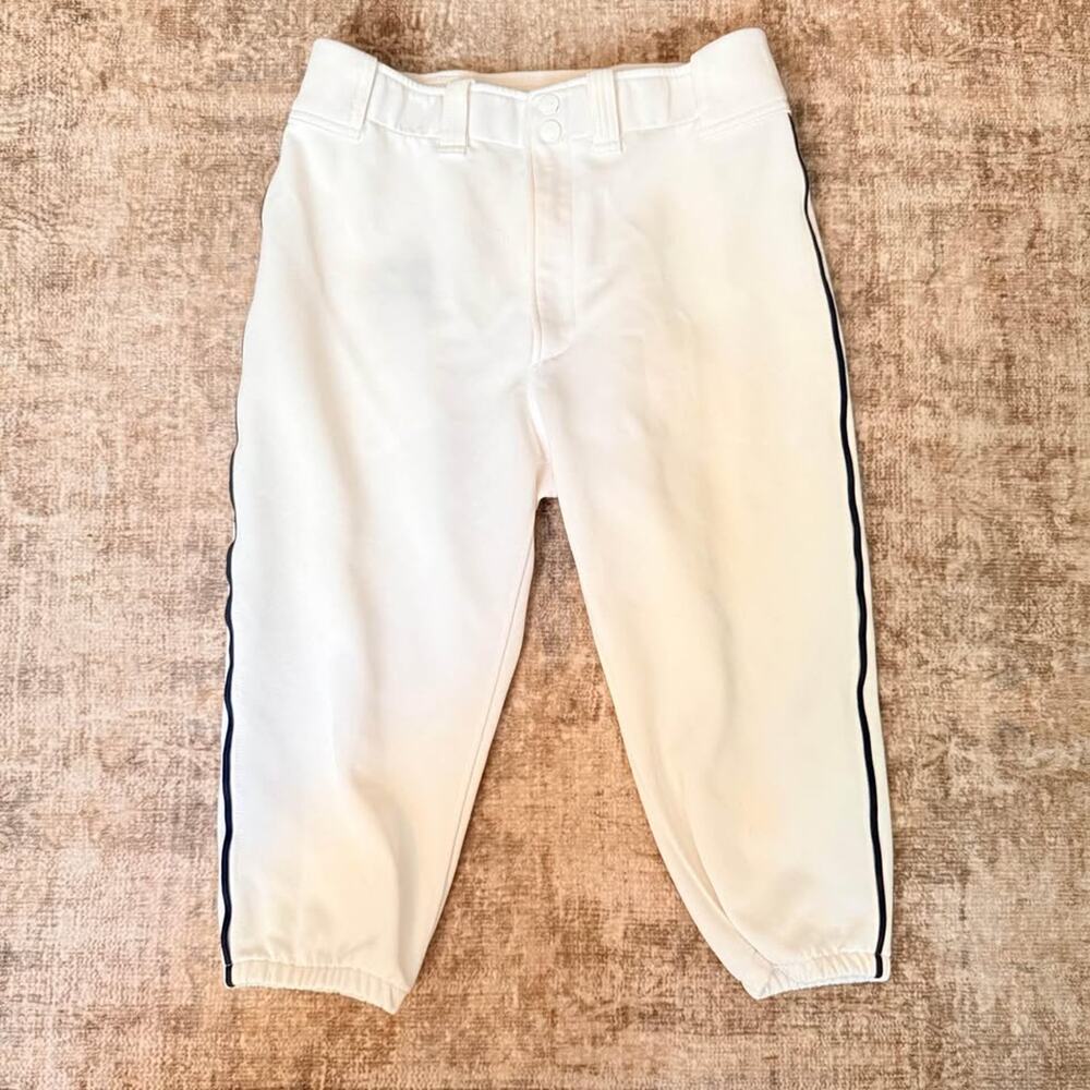 Youth XXXL Youth Mizuno Performance White Quilted Baseball Pants Navy Piping